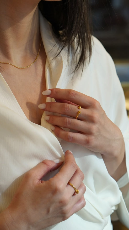 Silver Dot Dot Ring, gold plated